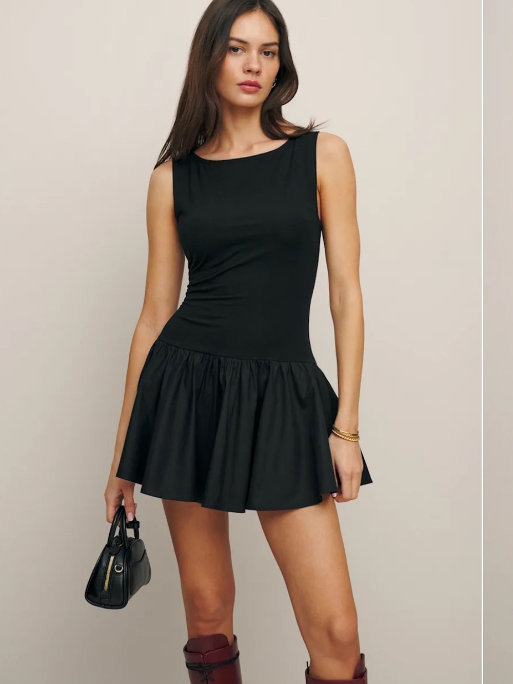 Reformation Defina Knit Dress Black - Size XS